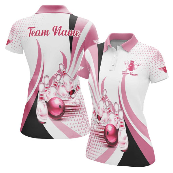 Personalized Bowling Women Performance Polo Shirt Custom Name Bowling Team Jersey