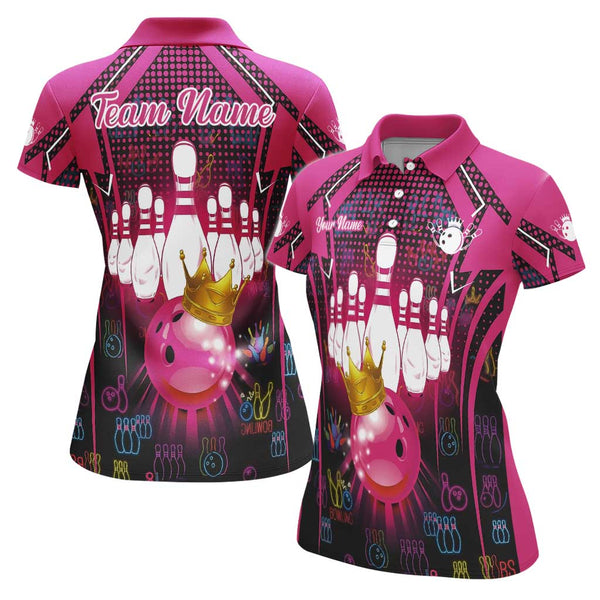 Personalized Bowling Women Performance Polo Shirt Custom Name Bowling Team Jersey