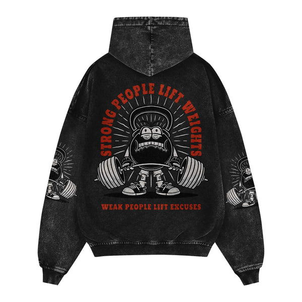 Strong People Lift Weights Men's Gym Hoodie, Workout Shirt, Oversized Pullover Hoodie