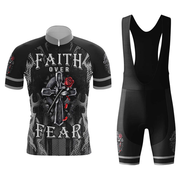 Faith Over Fear Men's Cycling Jersey Set, Road Bike Cycling Kit for Men, Biking Outfit, Bicycle Suit, Team Racing Uniform