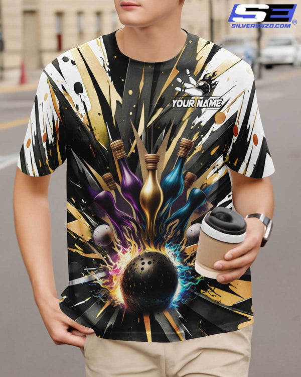 Bowling And Pins Strike Personalized Men Women Polo Shirt Custom Bowling Team Jersey