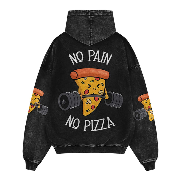 No Pain No Pizza Men's Gym Hoodie, Workout Shirt, Oversized Pullover Hoodie