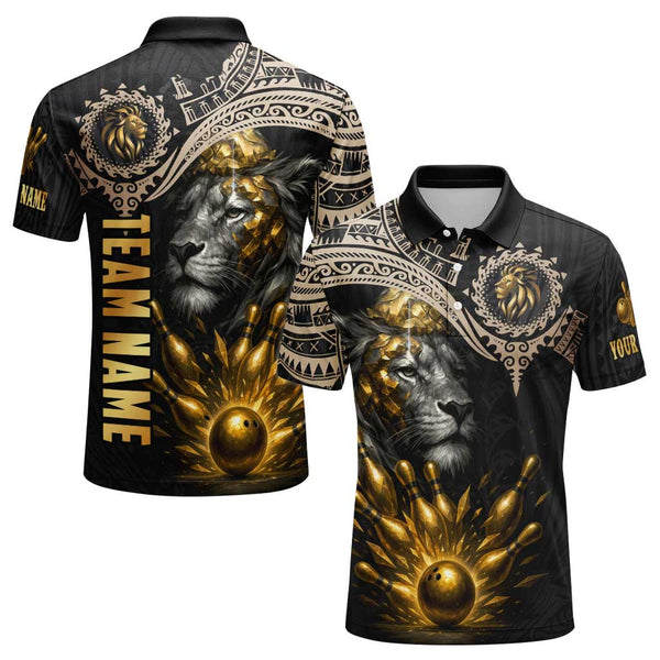 Personalized Bowling Lion King Men Women Polo Shirt Custom Name Bowling Team Jersey