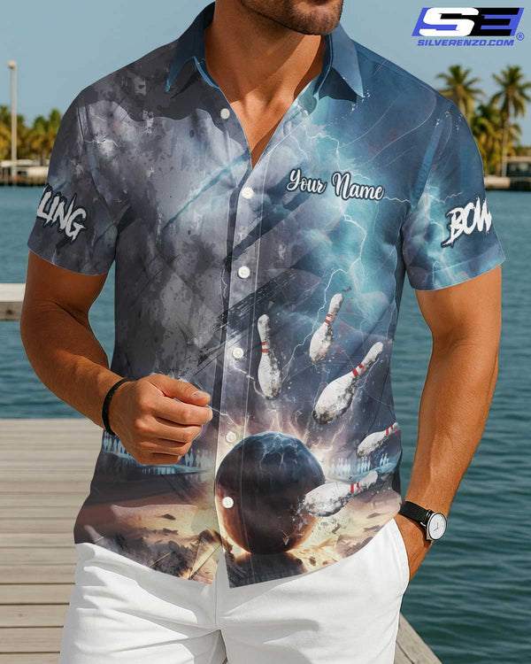 Personalized Bowling Cracked Pins Men Women Hawaiian Shirt Custom Name Bowling Team Jersey