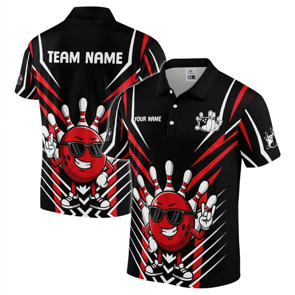 Personalized Bowling Cool Men Women Performance Polo Shirt Custom Name Bowling Team Jersey