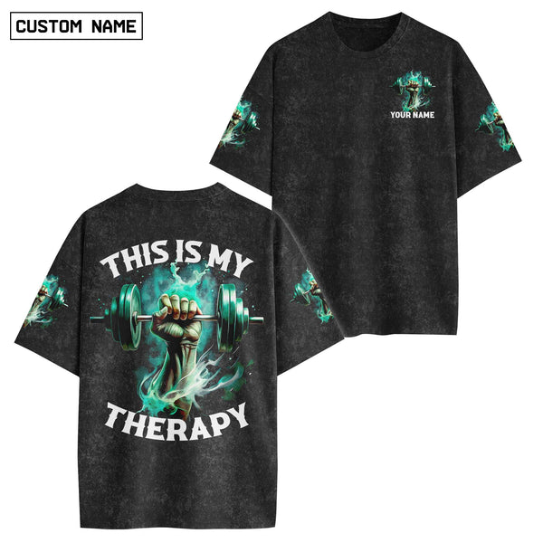 This Is My Therapy Men's Gym T-Shirt, Workout Shirt, Oversized Pump Cover Tee