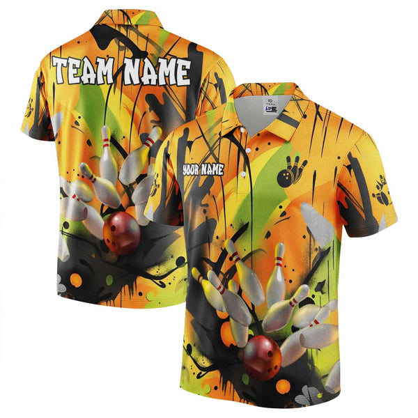 Personalized Bowling Men Women Performance Polo Shirt Custom Name Bowling Team Jersey