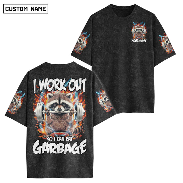 I Workout Racoon Men's Gym T-Shirt, Workout Shirt, Oversized Pump Cover Tee