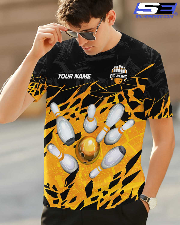 Personalized Bowling And Pins Men Women Polo Shirt Custom Name Bowling Team Jersey