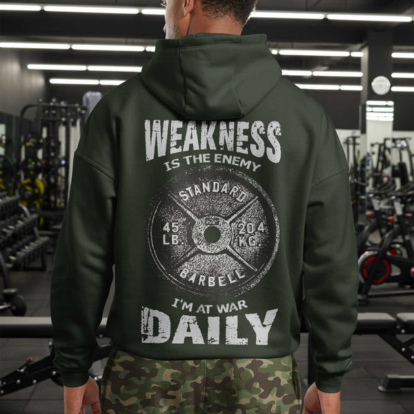Weakness Is The Enemy Men's Gym Hoodie, Workout Shirt, Oversized Pullover Hoodie