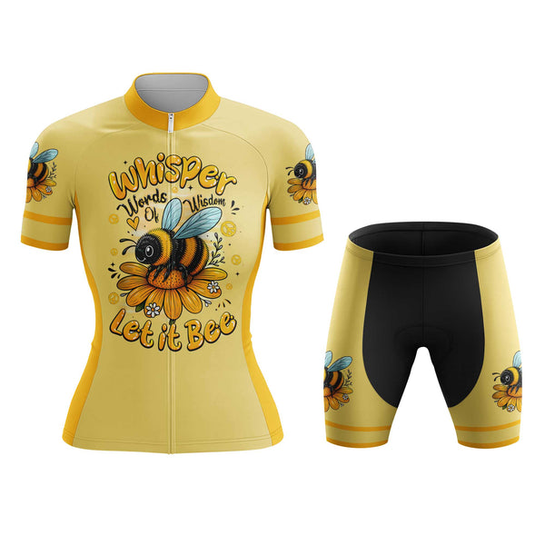 Let It Bee Women's Cycling Jersey Set, Road Bike Cycling Kit for Women, Biking Outfit, Bicycle Suit, Team Racing Uniform