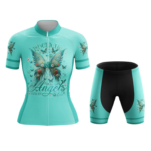 Butterfly Angels Among Us Women's Cycling Jersey Set, Road Bike Cycling Kit for Women, Biking Outfit, Bicycle Suit, Team Racing Uniform