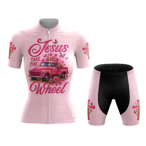 Jesus Take The Wheel Women's Cycling Jersey Set, Road Bike Cycling Kit for Women, Biking Outfit, Bicycle Suit, Team Racing Uniform