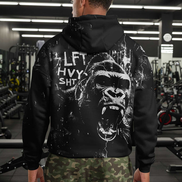 Lift Heavy Men's Gym Hoodie, Workout Shirt, Oversized Pullover Hoodie