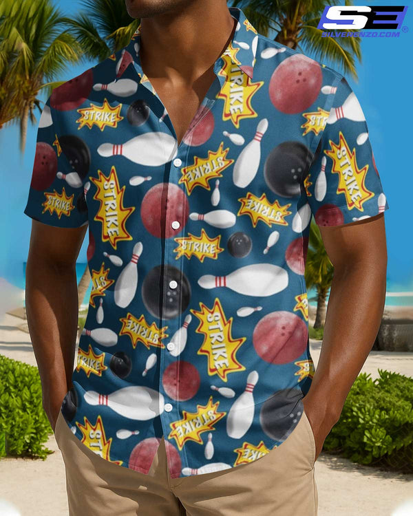 Personalized Bowling Pattern Men Women Hawaiian Shirt Custom Name Bowling Team Jersey