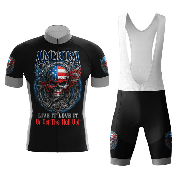 America Skull Men's Cycling Jersey Set, Road Bike Cycling Kit for Men, Biking Outfit, Bicycle Suit, Team Racing Uniform