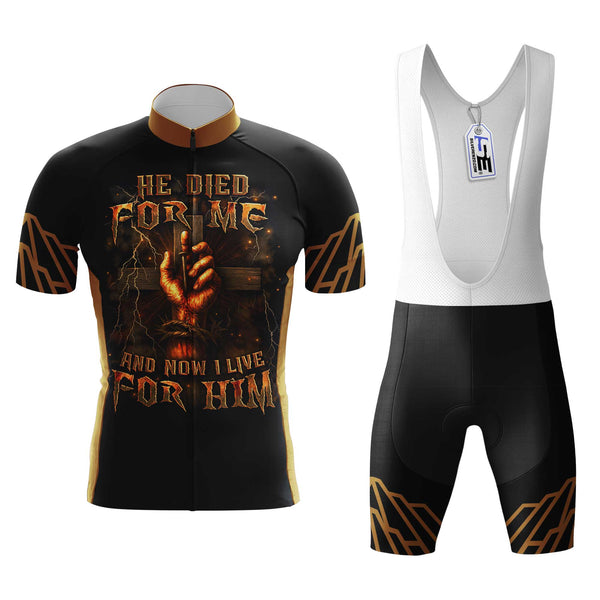 I Live For Him Men's Cycling Jersey Set, Road Bike Cycling Kit for Men, Biking Outfit, Bicycle Suit, Team Racing Uniform