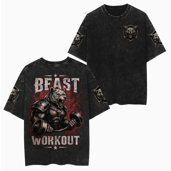 Beast Workout Men's Gym T-Shirt, Workout Shirt, Oversized Pump Cover Tee