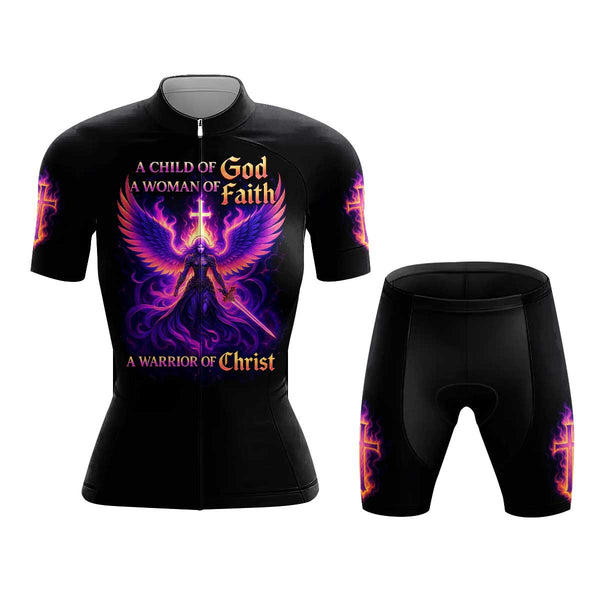 A Child Of God A Woman Of Faith Women's Cycling Jersey Set, Road Bike Cycling Kit for Women, Biking Outfit, Bicycle Suit, Team Racing Uniform