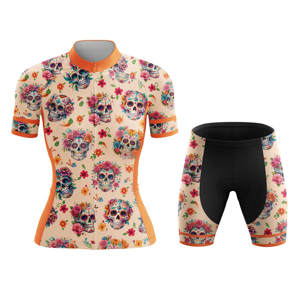 Sugar Skull Women's Cycling Jersey Set, Road Bike Cycling Kit for Women, Biking Outfit, Bicycle Suit, Team Racing Uniform