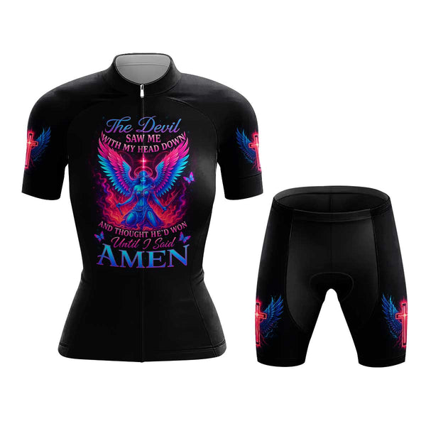 The Devil Saw Me Women's Cycling Jersey Set, Road Bike Cycling Kit for Women, Biking Outfit, Bicycle Suit, Team Racing Uniform