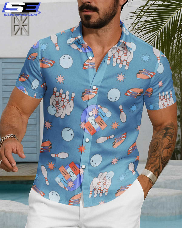 Personalized Bowling Pattern Men Women Hawaiian Shirt Custom Name Bowling Team Jersey