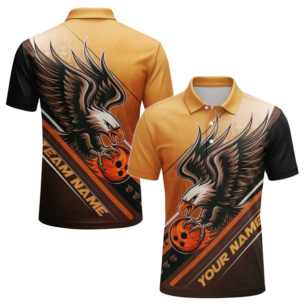 Personalized Bowling Eagle Men Women Performance Polo Shirt Custom Name Bowling Team Jersey
