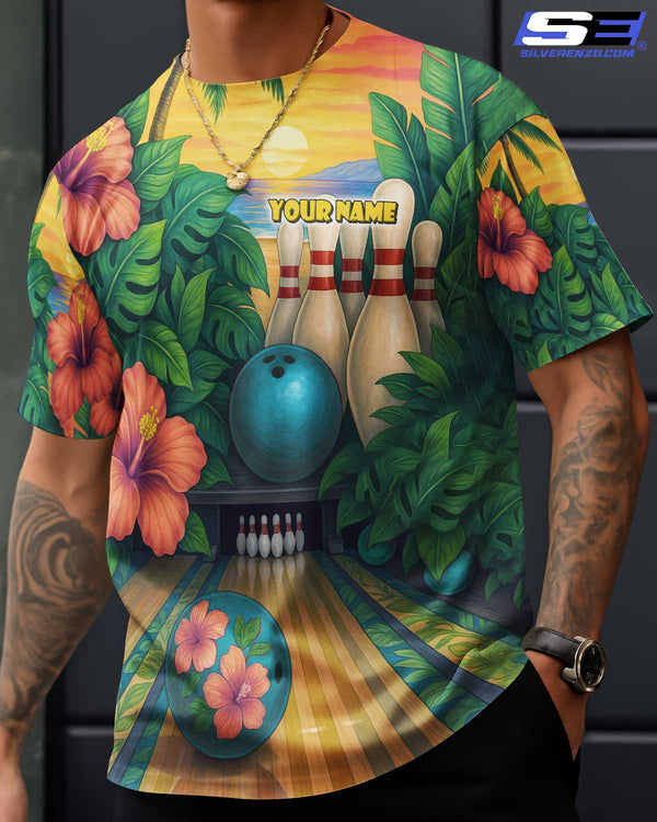 Personalized Bowling Tropical Vibe Men Women Polo Shirt Custom Name Bowling Team Jersey
