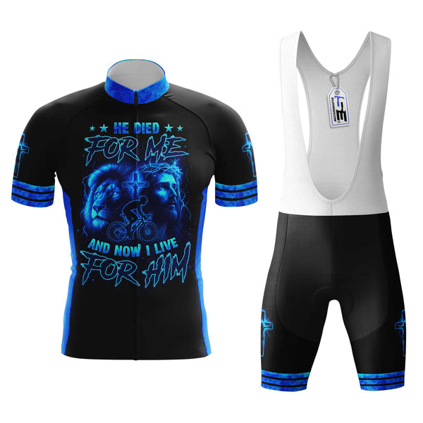 I Live For Him Men's Cycling Jersey Set, Road Bike Cycling Kit for Men, Biking Outfit, Bicycle Suit, Team Racing Uniform