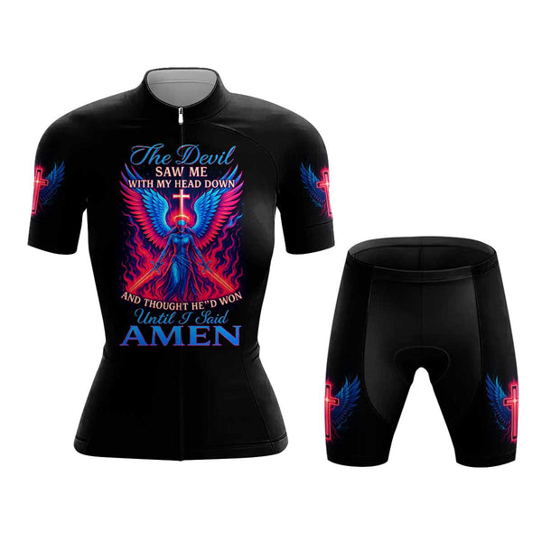 The Devil Saw Me Women's Cycling Jersey Set, Road Bike Cycling Kit for Women, Biking Outfit, Bicycle Suit, Team Racing Uniform