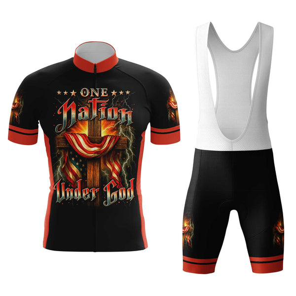 One Nation Under God Men's Cycling Jersey Set, Road Bike Cycling Kit for Men, Biking Outfit, Bicycle Suit, Team Racing Uniform