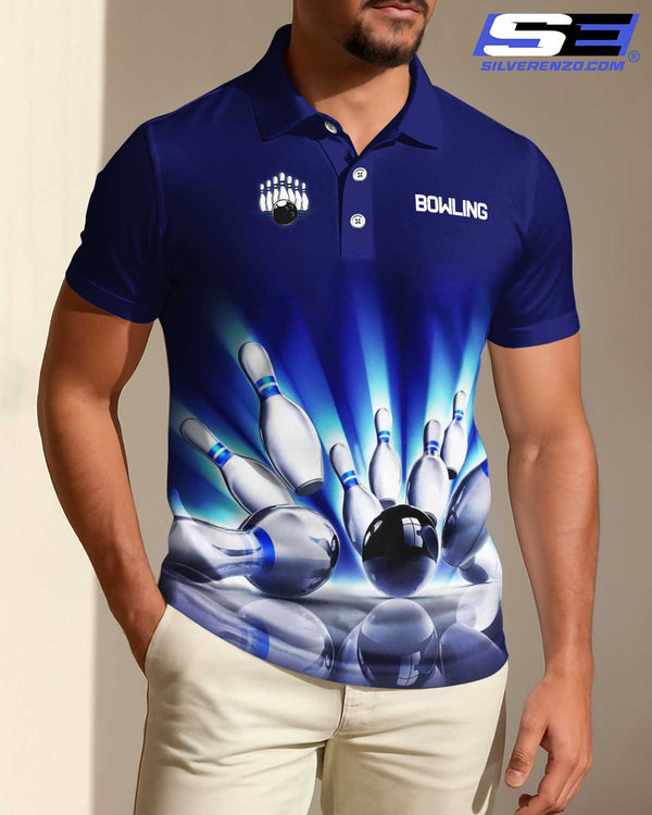 Personalized Bowling And Pins Men Women Polo Shirt Custom Name Bowling Team Jersey