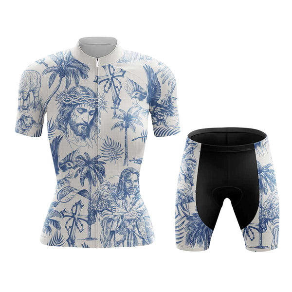 Jesus Women's Cycling Jersey Set, Road Bike Cycling Kit for Women, Biking Outfit, Bicycle Suit, Team Racing Uniform