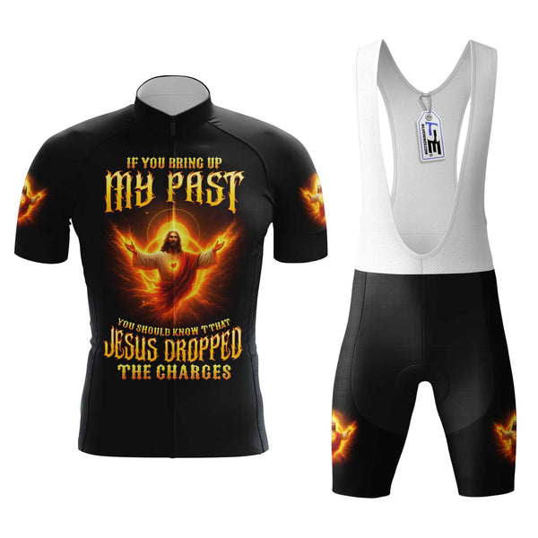 Jesus Dropped The Charges Men's Cycling Jersey Set, Road Bike Cycling Kit for Men, Biking Outfit, Bicycle Suit, Team Racing Uniform