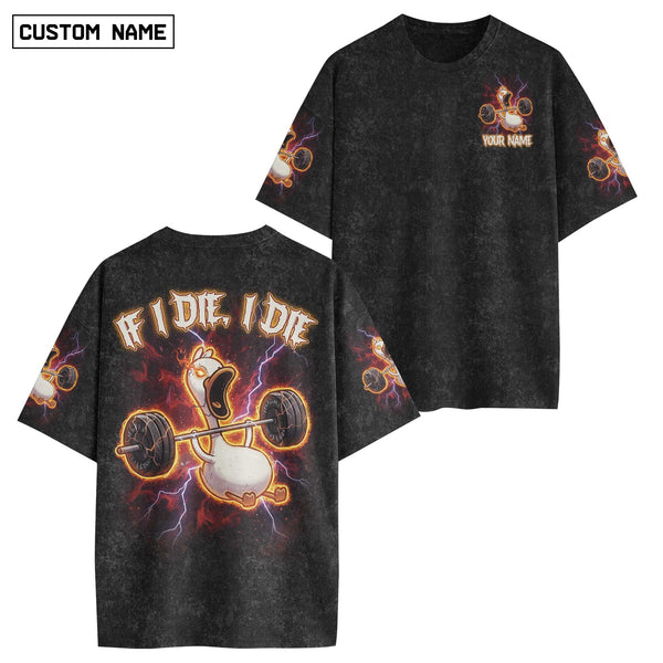 If I Die Duck Men's Gym T-Shirt, Workout Shirt, Oversized Pump Cover Tee