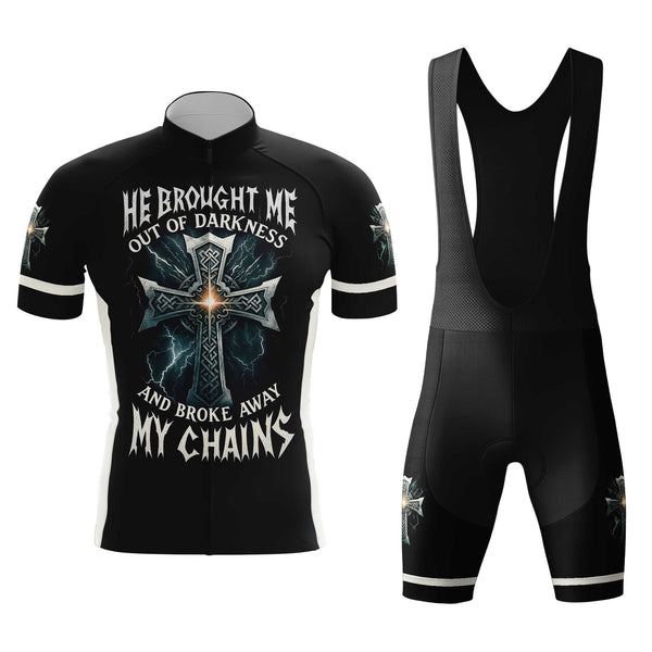 He Brought Me Out Of Darkness Men's Cycling Jersey Set, Road Bike Cycling Kit for Men, Biking Outfit, Bicycle Suit, Team Racing Uniform