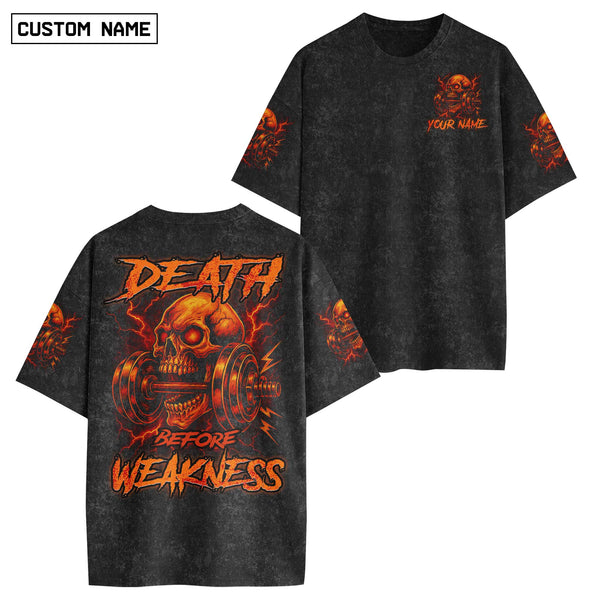 Death Before Weakness Skull Men's Gym T-Shirt, Workout Shirt, Oversized Pump Cover Tee