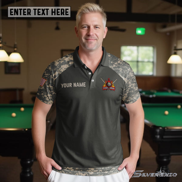 Billiards Camo Personalized Men Women Polo Shirt Custom Billiard Team Jersey