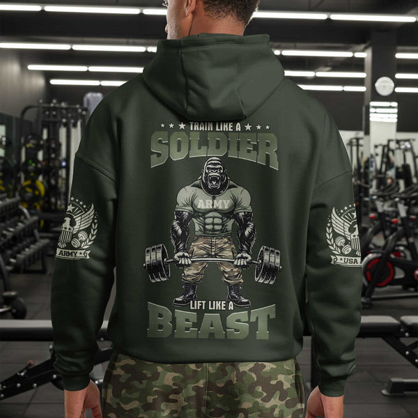 Soldier Men's Gym Hoodie, Workout Shirt, Oversized Pullover Hoodie