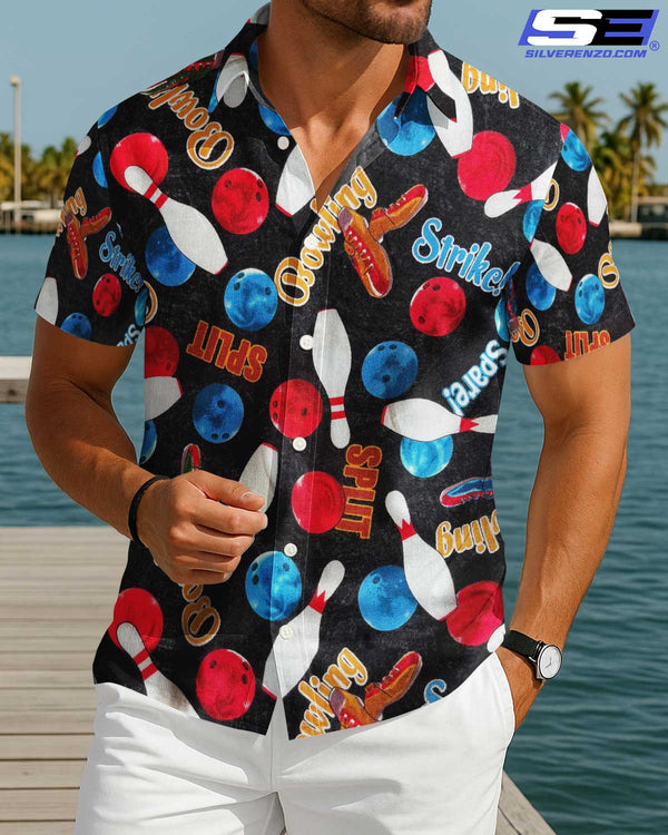 Personalized Bowling Pattern Men Women Hawaiian Shirt Custom Name Bowling Team Jersey