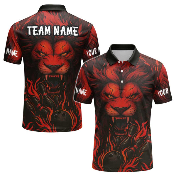 Personalized Bowling Lion Men Women Performance Polo Shirt Custom Name Bowling Team Jersey