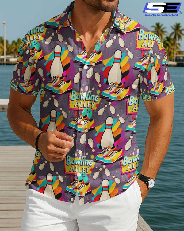 Personalized Bowling Pattern Men Women Hawaiian Shirt Custom Name Bowling Team Jersey