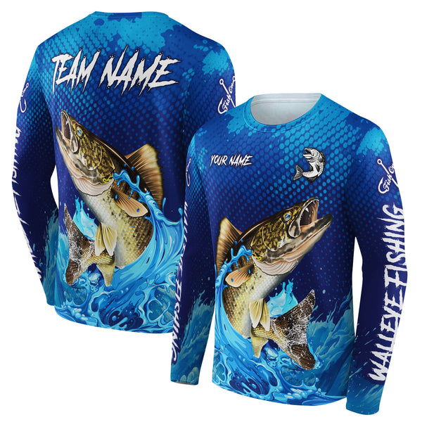Walleye Fishing Personalized Men Women Long Sleeve Shirt Custom Fishing Apparel