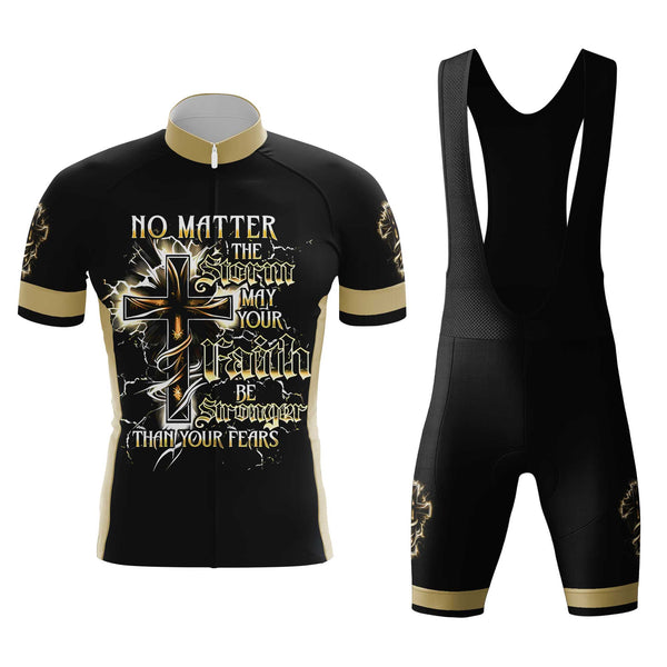 May Your Faith Be Stronger Than Fears Men's Cycling Jersey Set, Road Bike Cycling Kit for Men, Biking Outfit, Bicycle Suit, Team Racing Uniform