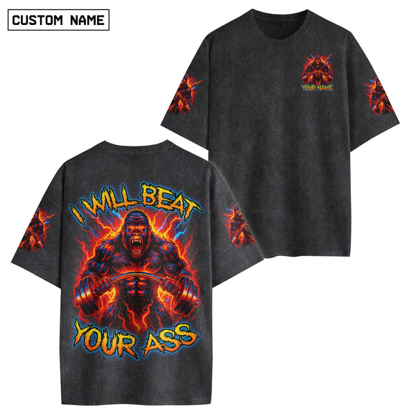 I Will Beat Men's Gym T-Shirt, Workout Shirt, Oversized Pump Cover Tee