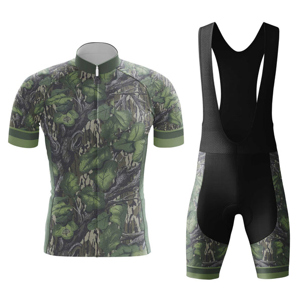 Camo Leaf Men's Cycling Jersey Set, Road Bike Cycling Kit for Men, Biking Outfit, Bicycle Suit, Team Racing Uniform