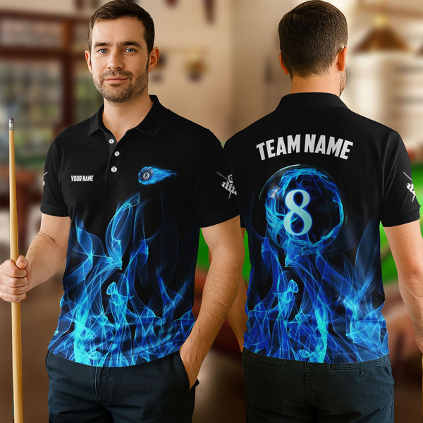 Billiards Blue 8 Ball Pool Personalized Men Women Polo Shirt Custom Billiard Team Jersey