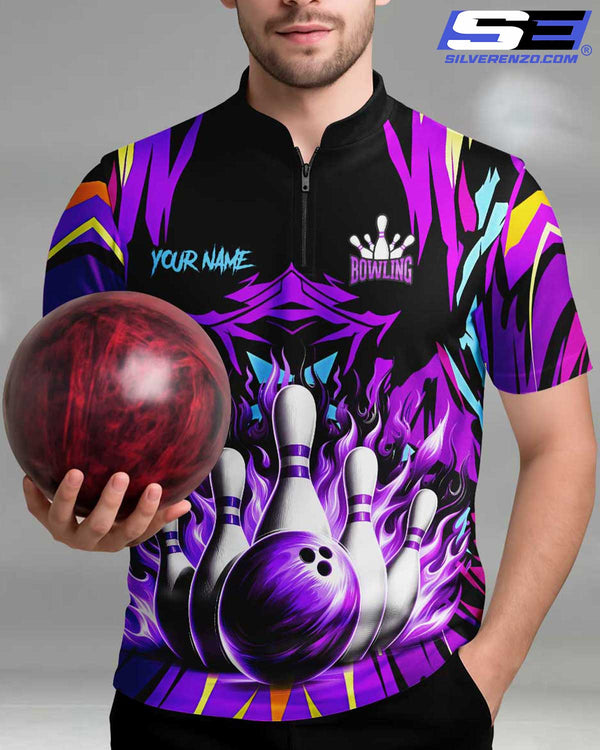 Personalized Bowling And Pins Men Women Polo Shirt Custom Name Bowling Team Jersey