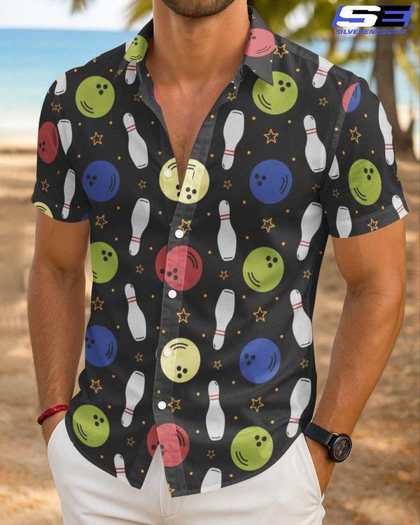 Personalized Bowling Pattern Men Women Hawaiian Shirt Custom Name Bowling Team Jersey