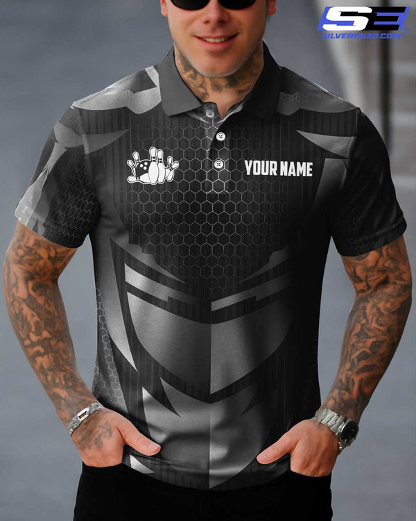 Personalized Bowling And Pins Men Women Polo Shirt Custom Name Bowling Team Jersey